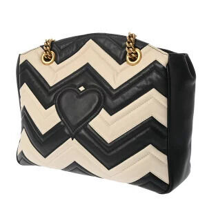 Gucci GG Shoulder Black Marmont White Leather Bag